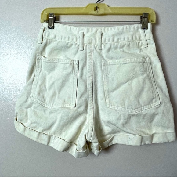 Bergamo Vintage 80’s High-Waisted Shorts | Cuffed Hem | 100% Cotton | Off White - Picture 4 of 11